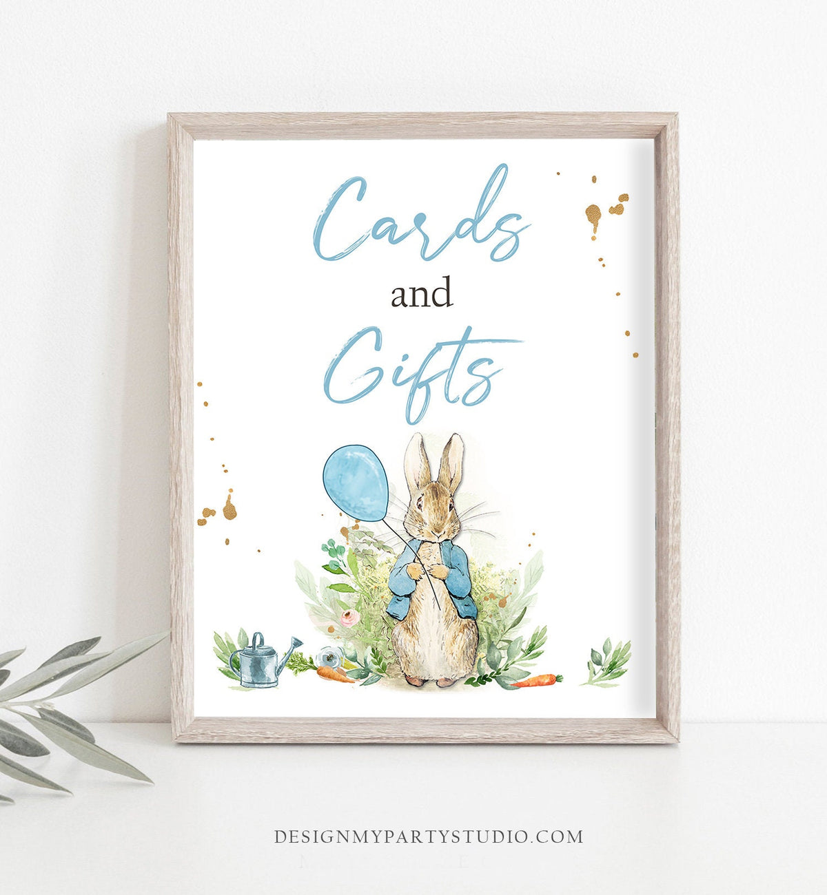 Cards and Gifts Sign Peter Rabbit Birthday Sign Peter Rabbit Party Decor Gifts Table Boy Watercolor Rustic Greenery Sign PRINTABLE 0351