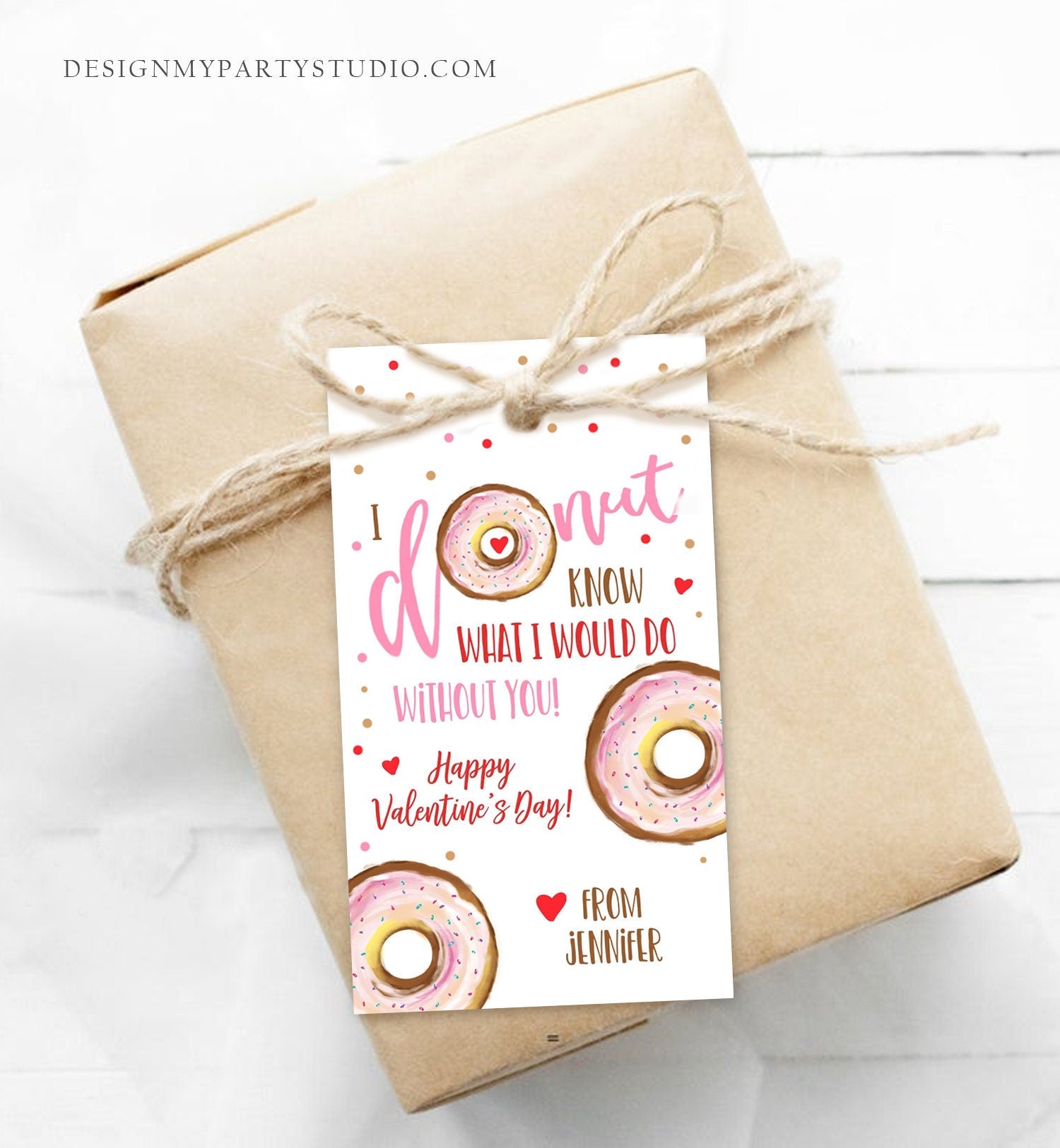 Editable Donut Valentine Tag Valentine's Day Card for Kids School Donut Know Classroom Cookie Tag Printable Personalized PRINTABLE 0368 0370