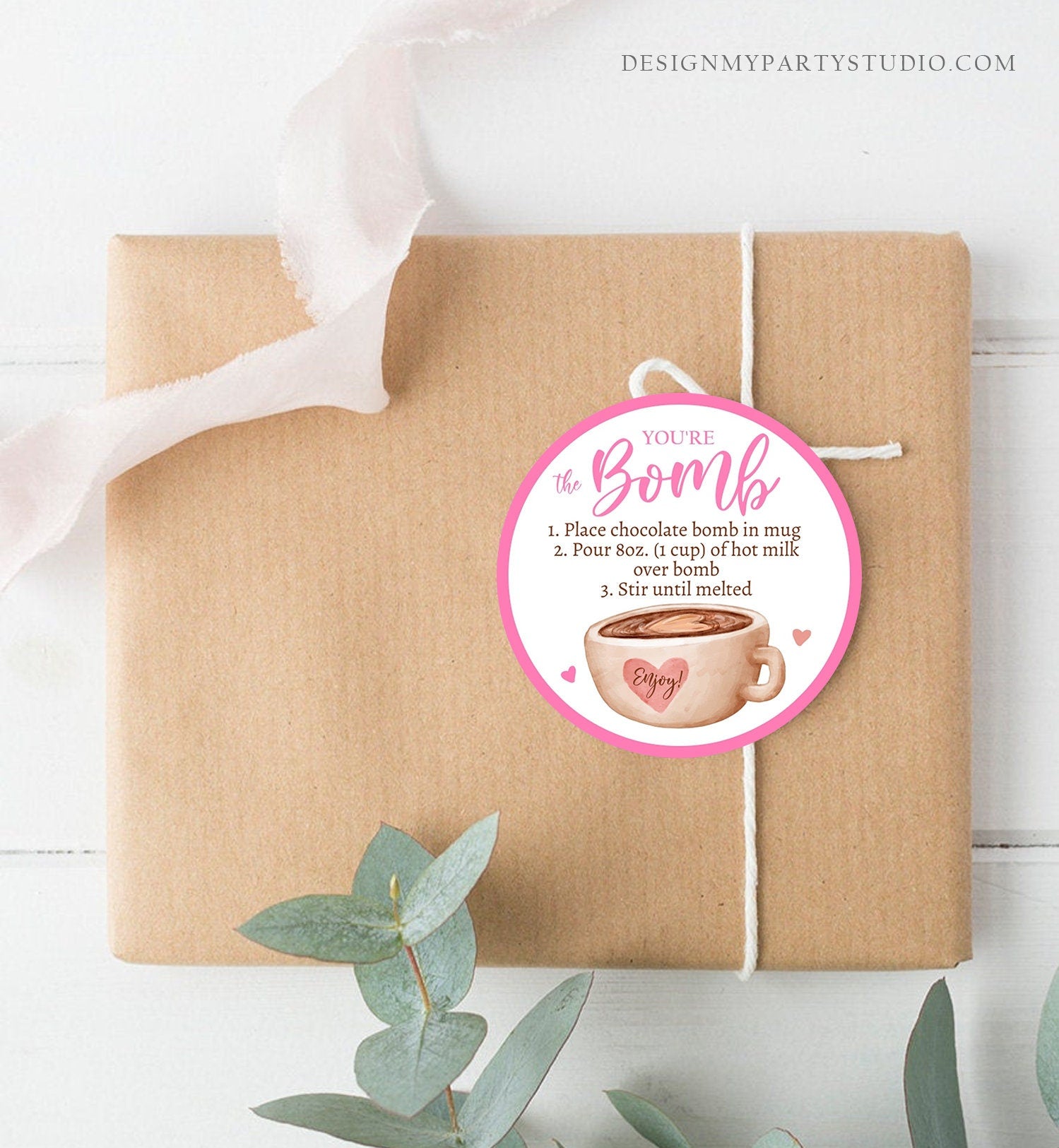 Editable Valentine Hot Chocolate Bomb Tags Bomb Instructions Hot Cocoa Bomb Favor Tags Valentine Gift You're The Bomb Digital PRINTABLE 0370