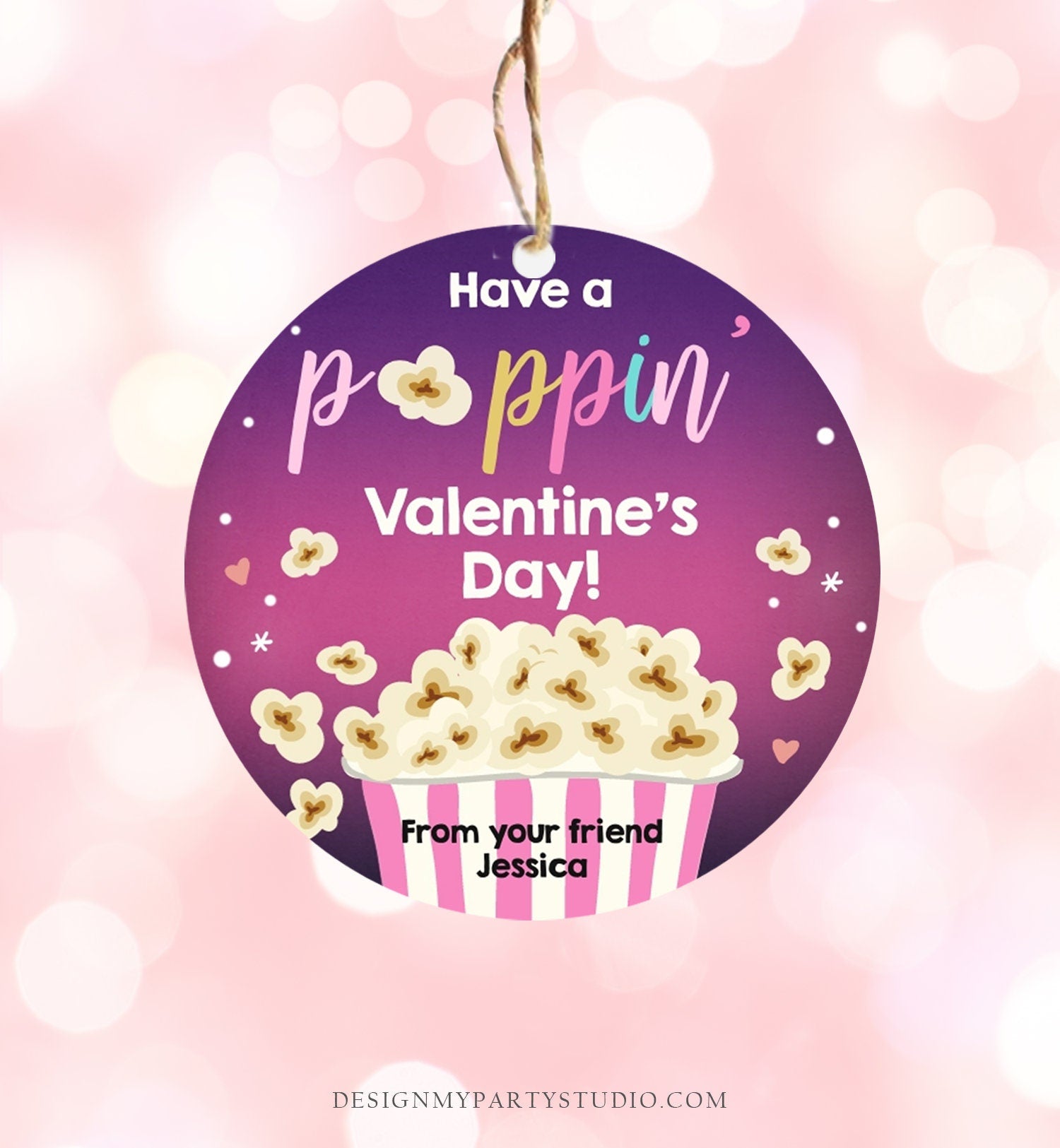 Valentine's Day Stickers, Popcorn Valentine Stickers, Personalized Kids  Valentine's Day labels
