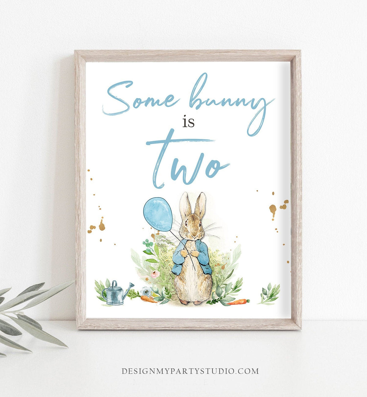 Second Birthday Sign 2nd Birthday Party Sign Peter Rabbit Some Bunny is Two Rabbit Party Decor Greenery Boy Decor Download PRINTABLE 0351