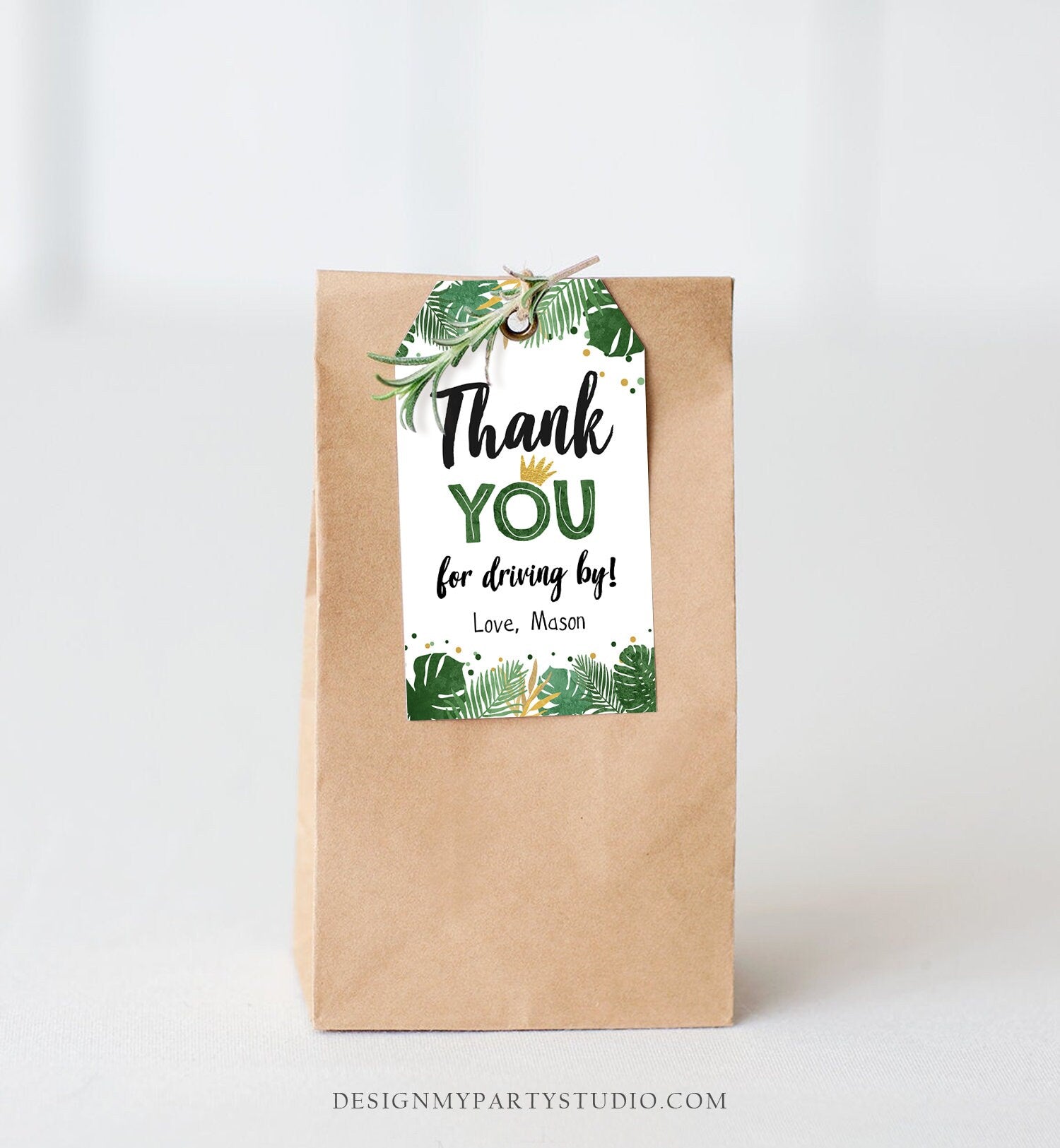 Editable Thank You For Driving By Safari Tropical Favor Tags Thank You Wild One Jungle Zoo Wild Things Boy Gold Gift Tag Corjl Template 0332