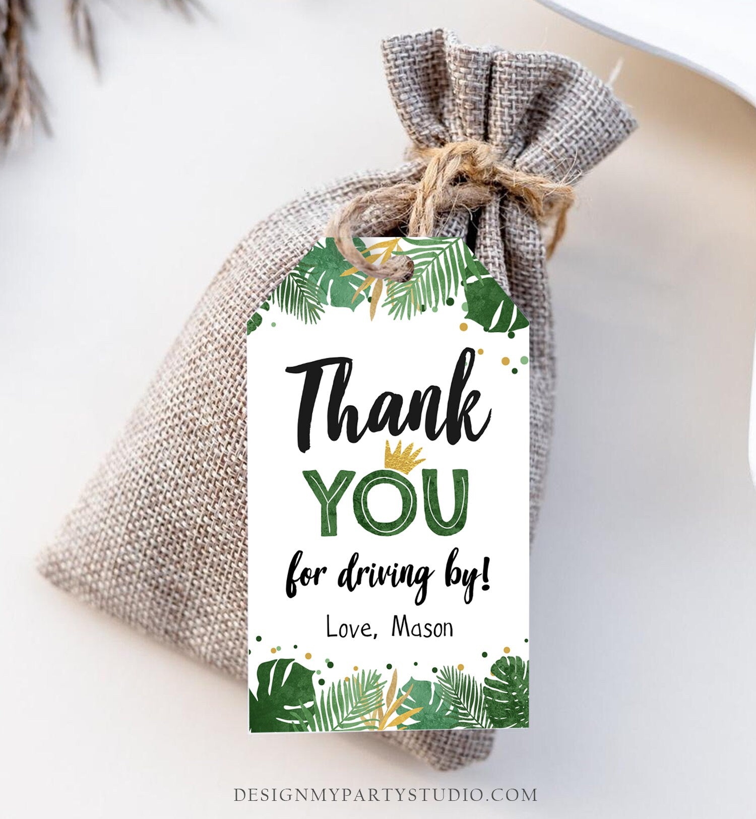 Editable Thank You For Driving By Safari Tropical Favor Tags Thank You Wild One Jungle Zoo Wild Things Boy Gold Gift Tag Corjl Template 0332