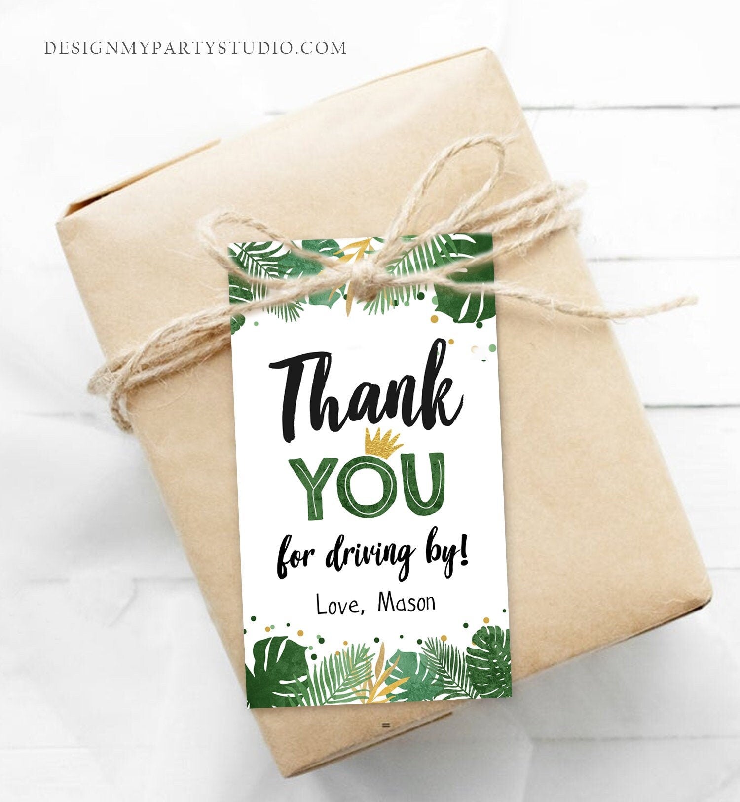 Editable Thank You For Driving By Safari Tropical Favor Tags Thank You Wild One Jungle Zoo Wild Things Boy Gold Gift Tag Corjl Template 0332