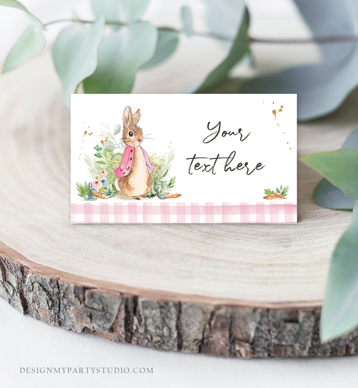 Editable Flopsy Bunny Food Labels Rabbit Place Card Tent Card Escort Card Bunny Baby Shower Spring Decor Girl Printable Corjl Template 0351