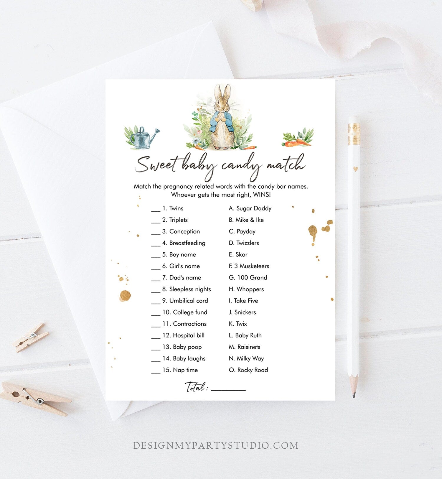 Editable Peter Rabbit Baby Shower Game Candy Match Baby Shower Game Sweet Baby Candy Bunny Shower Boy Rabbit Corjl Template Printable 0351