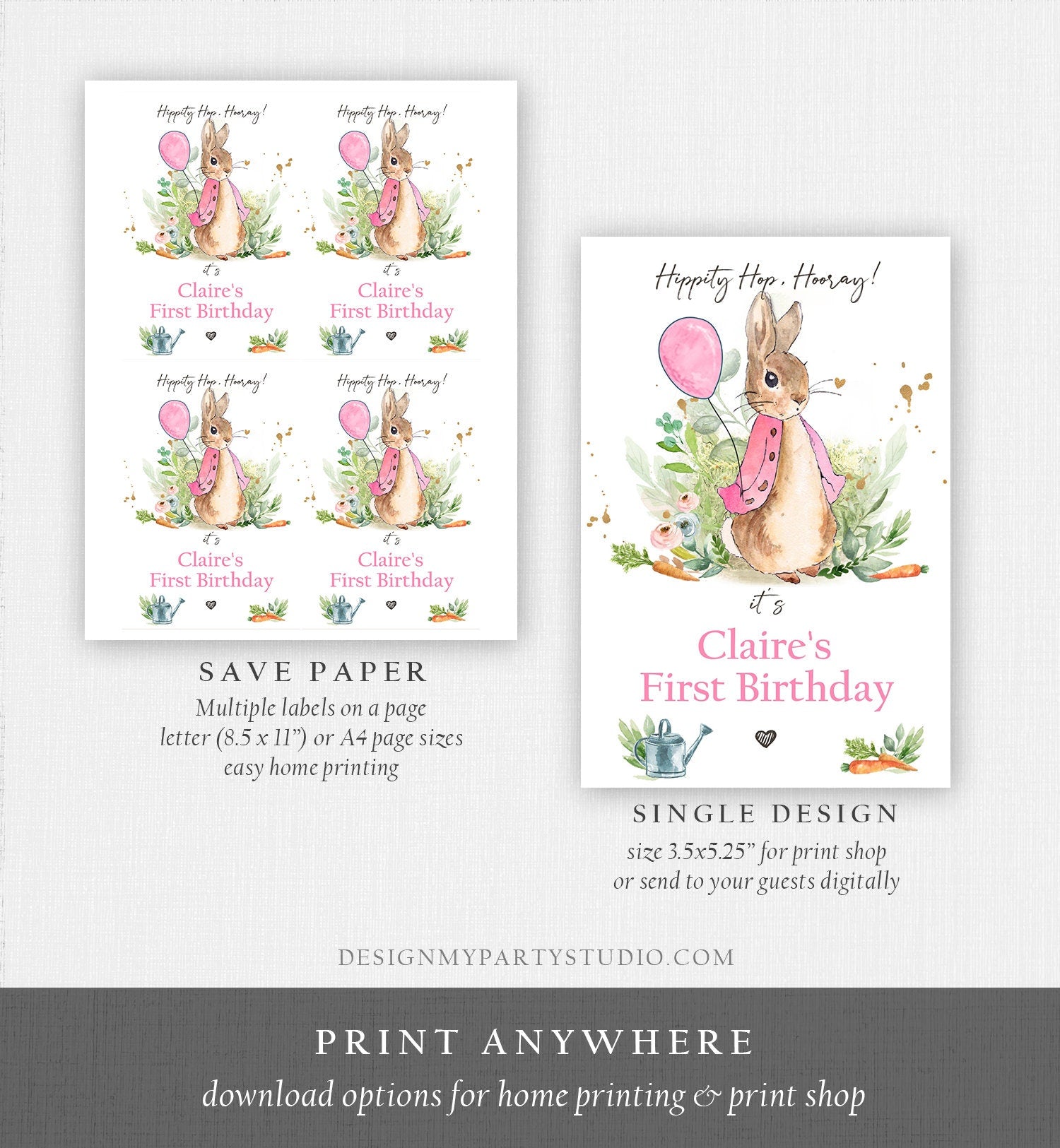 Editable Flopsy Bunny Capri Sun Labels Juice Pouch Labels Bunny Birthday Rustic Watercolor Juice Cup Download Corjl Template Printable 0351