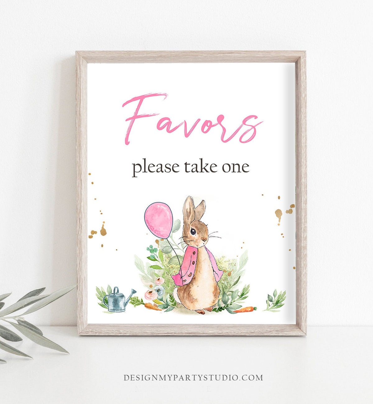 Favors Sign Flopsy Bunny Birthday Sign Peter Rabbit Party Decor Please Take One Girl Watercolor Rustic Greenery Shower Sign PRINTABLE 0351