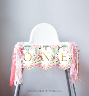 Alice in Onederland High Chair Banner Alice in Wonderland Girl 1st First Birthday Pink High Chair Banner ONE Decor PRINTABLE Digital 0350