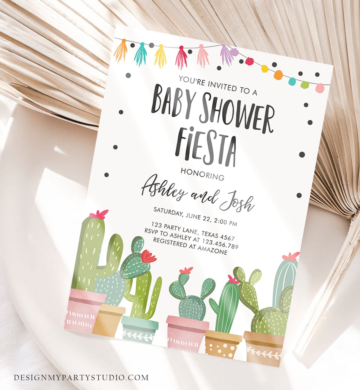 Editable Baby Shower Fiesta Invitation Cactus Taco Bout a Baby Mexican Succulent Couples Shower Download Template Corjl Printable 0254