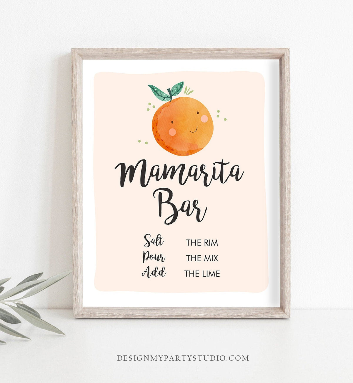 Mamarita Bar Sign Orange Baby Shower Little Cutie Couples Shower Decor Citrus Margarita Drink Table Sign Orange 8x10 Download PRINTABLE 0330