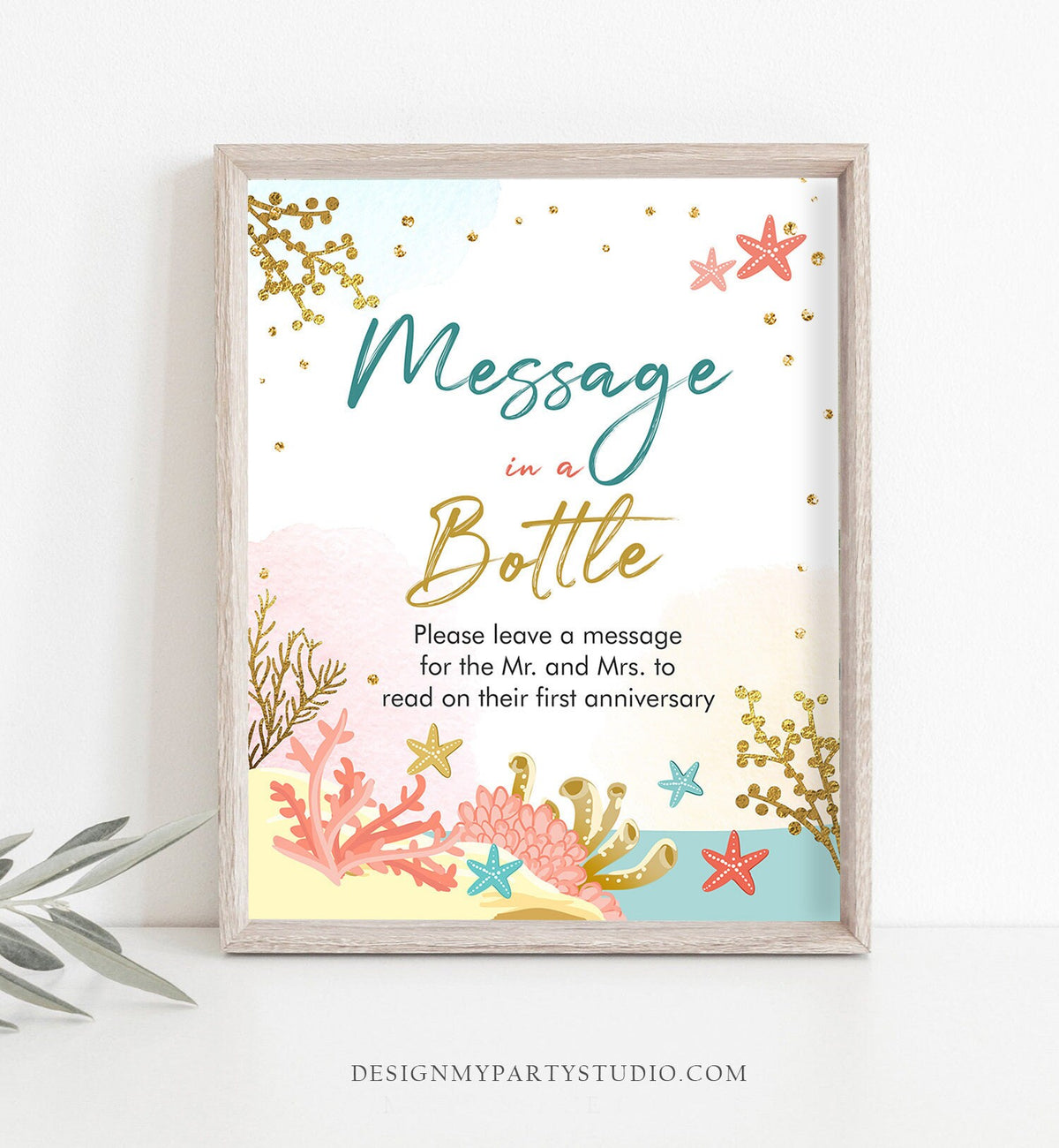 Message in a Bottle Sign Bridal Shower Wedding Signage Beach Bridal Shower Ocean Nautical Guestbook Sign Digital Download PRINTABLE 0129