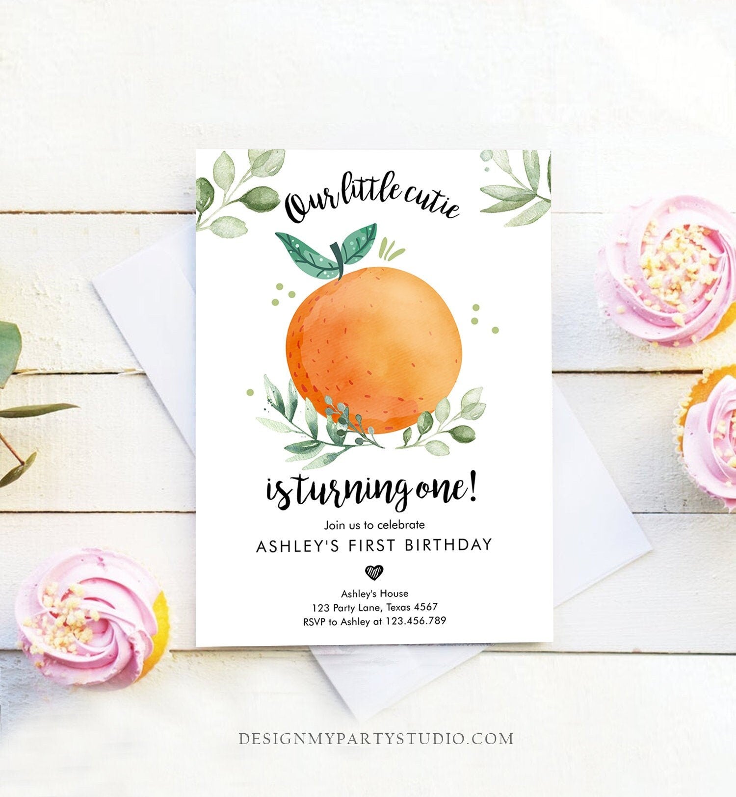 Editable Little Cutie Birthday Invitation Clementine Oranges Party Tutti Fruitti Orange Invite Citrus Download Printable Corjl Template 0330