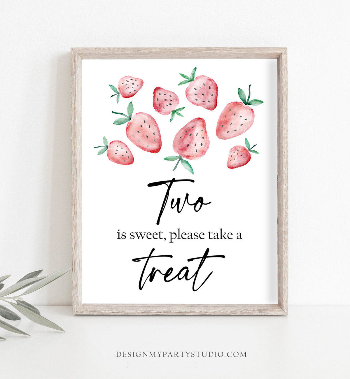 Two is Sweet Take a Treat Strawberry Second Birthday Sign Girl Strawberries 2nd Birthday Fruit Farmers Market Sign Decor Printable 0399