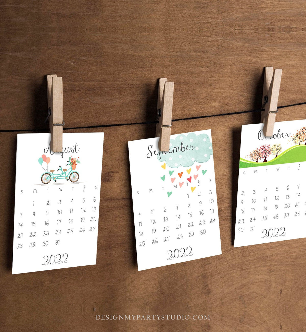 PRINTABLE 2022 Calendar Wall Calendar Desk Calendar Classroom School Calendar 4x6 Month Year Seasons Colorful Digital Instant Download DIY