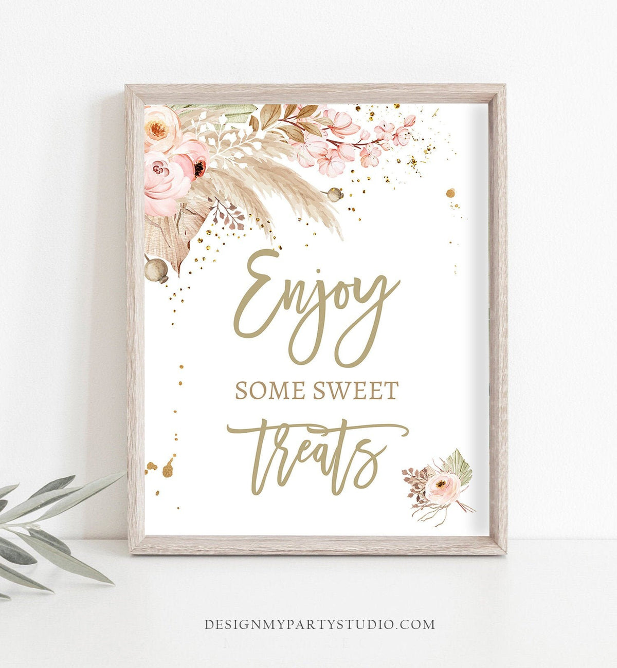 Enjoy Some Sweet Treats Sign Pampas Grass Baby Shower Sign Gender Neutral Boho Bohemian Tropical Treats Table 8x10 Download PRINTABLE 0395