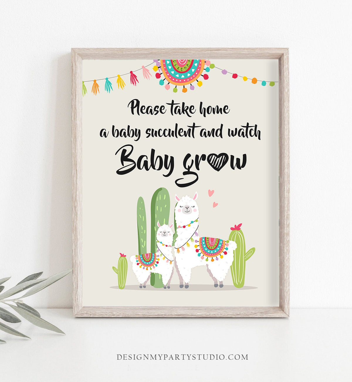 Llama Succulent Favors Sign Watch Me Grow Sign Cactus Baby Shower Decor Fiesta Shower Favor Cactus Instant Download 8x10 PRINTABLE 0079