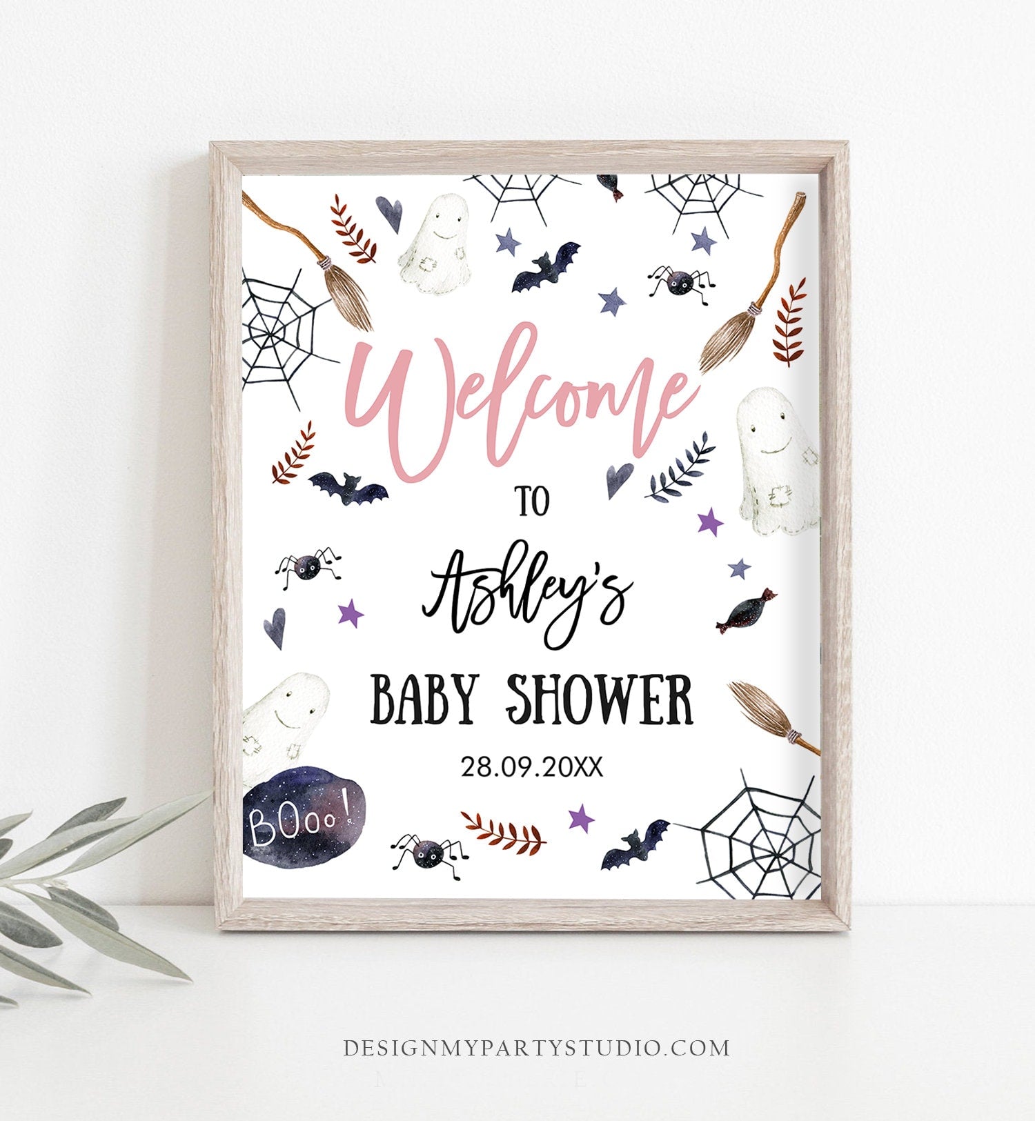 Editable Halloween Baby Shower Welcome Sign Peek A Boo Shower Decor Welcome Gender Neutral Little Boo Sign Template Corjl PRINTABLE 0199