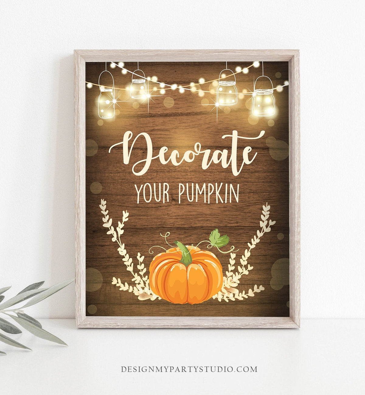 Decorate Your Pumpkin Sign Rustic Orange Pumpkin Baby Shower Birthday Sign Pumpkin Carving Party Fall Party Autumn Decor PRINTABLE 0015