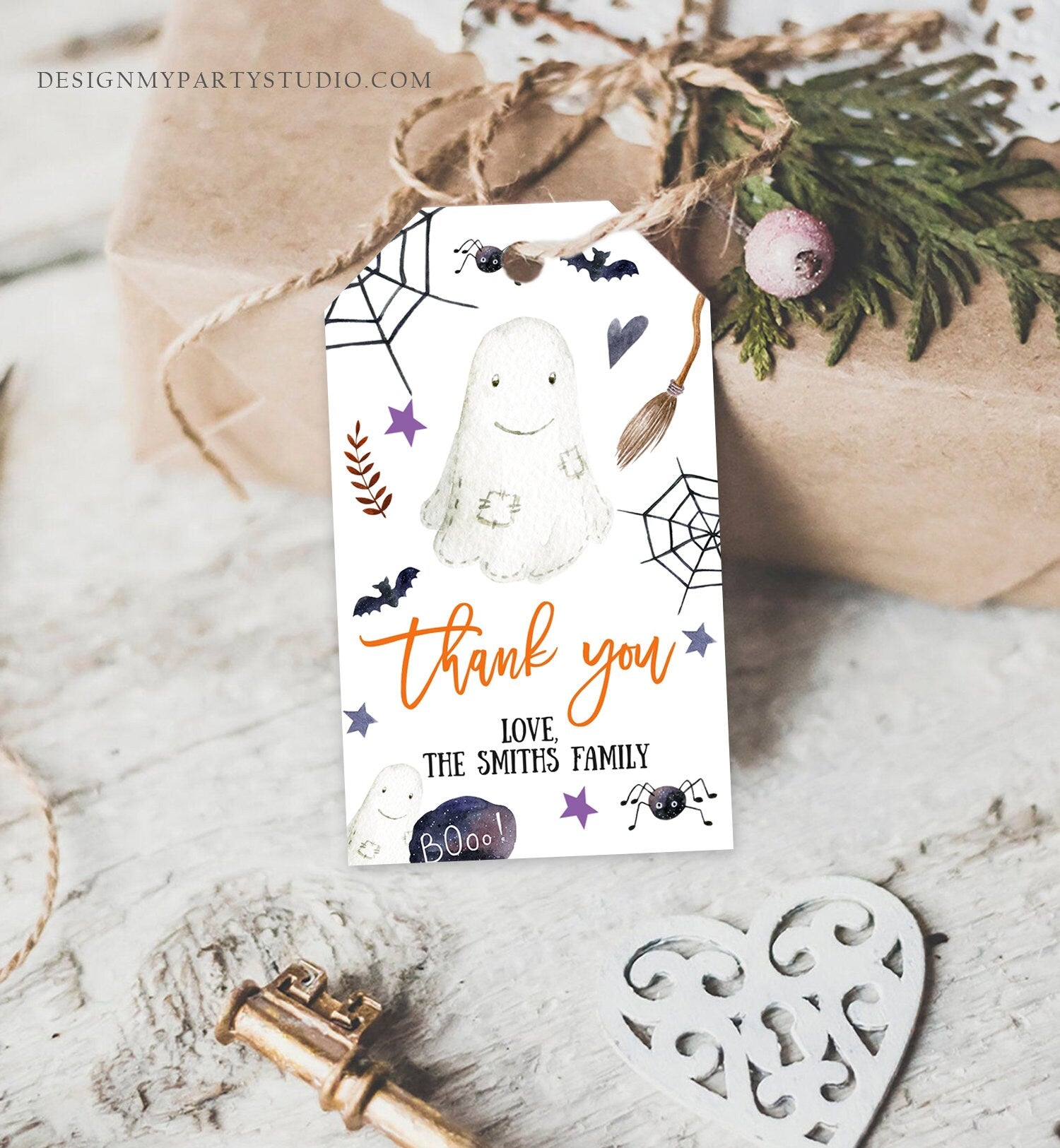 Editable Halloween Baby Shower Thank You Favor Tags Little Boo Cute Ghost Halloween Birthday Treat Download Printable Template Corjl 0199