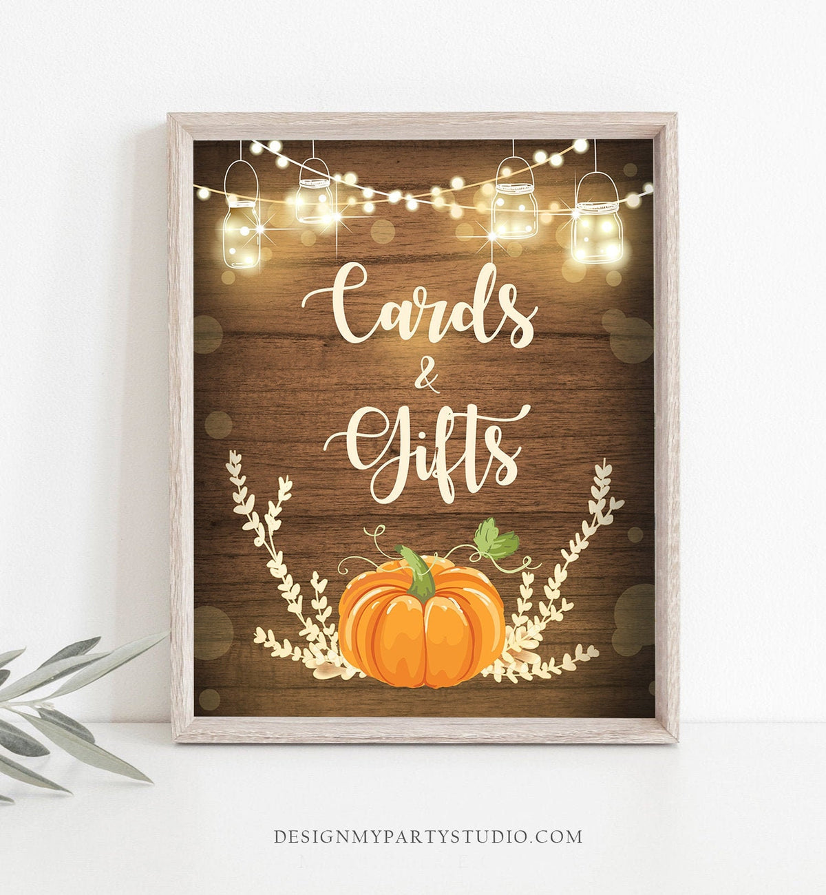 Cards and Gifts Sign Rustic Orange Pumpkin Baby Shower Birthday Sign Pumpkin Gift Station Party Fall Party Autumn Decor PRINTABLE 0015