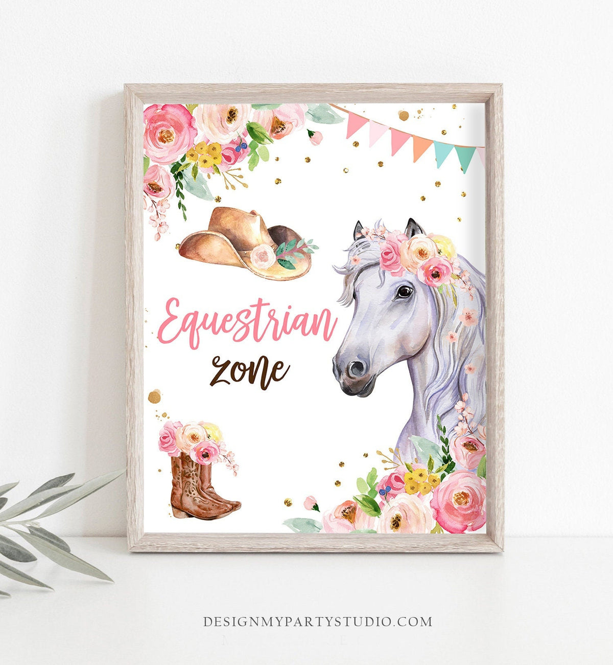 Equestrian Zone Sign Horse Party Sign Table Decor Floral Horse Birthday Cowgirl Trail Rides Sign Pony Rides Decor Download PRINTABLE 0408