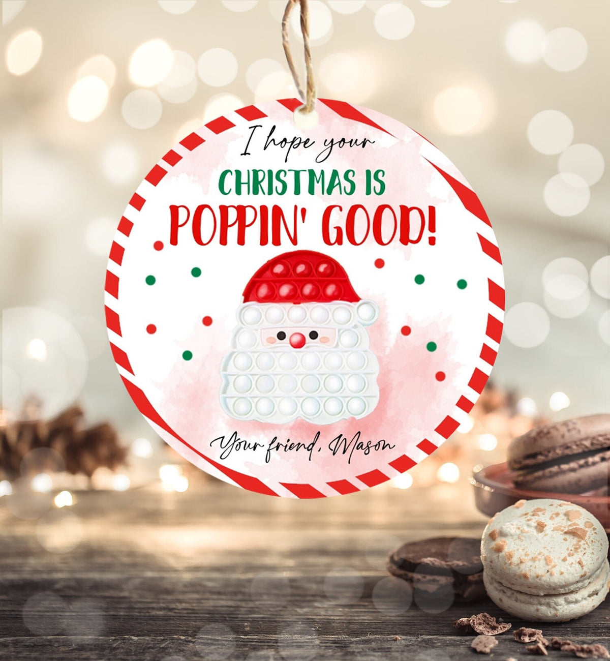 Editable Pop It Gift Tags Personalized Pop It Tag Christmas Teacher Holiday Favor Tags Winter School Kids Christmas Digital PRINTABLE 0443