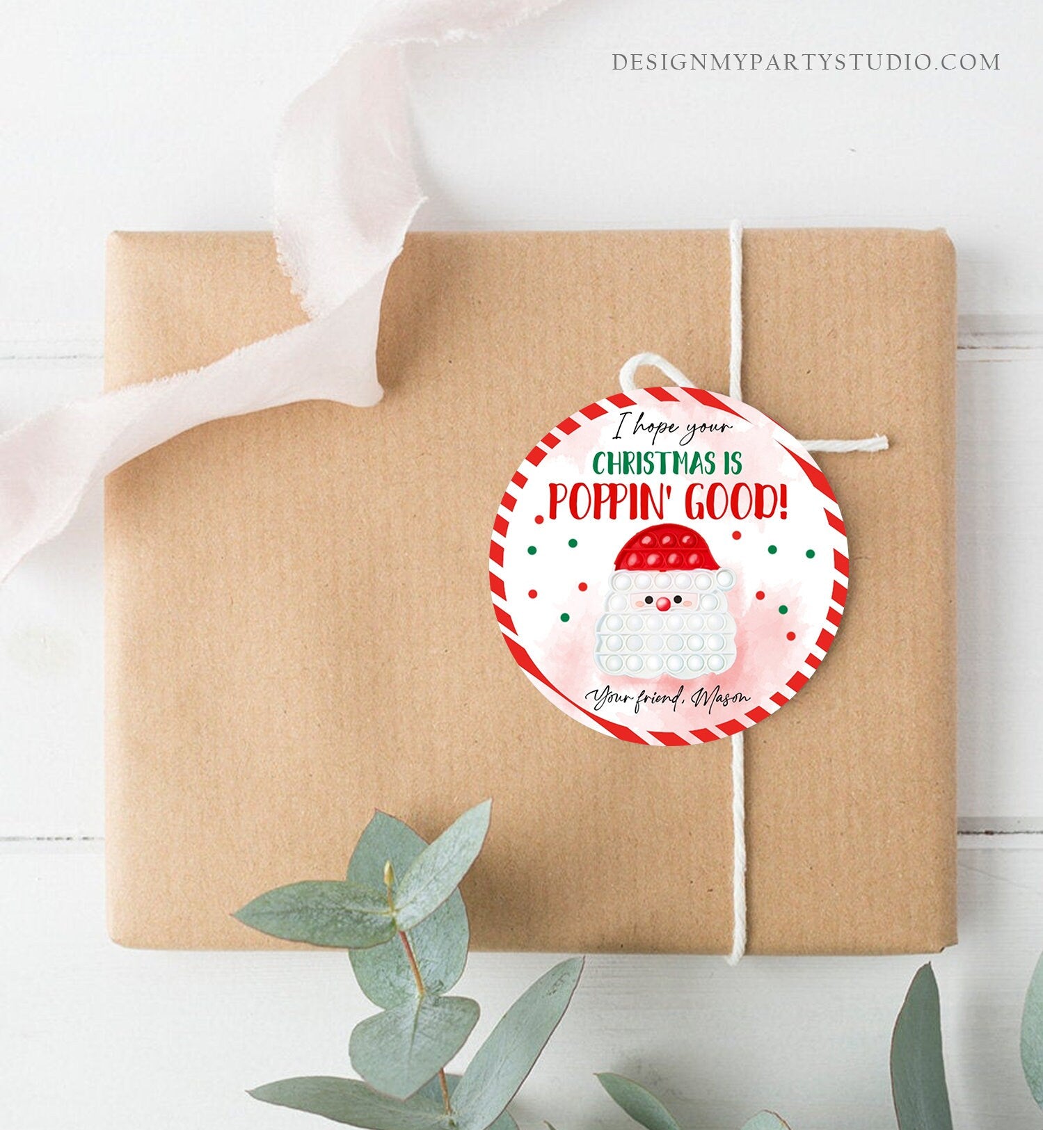 Editable Pop It Gift Tags Personalized Pop It Tag Christmas Teacher Holiday Favor Tags Winter School Kids Christmas Digital PRINTABLE 0443