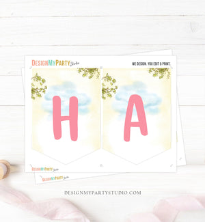 Happy Birthday Banner Winnie The Pooh Birthday Banner Girl Pooh Party Decor Pink Classic Flags Instant download PRINTABLE DIGITAL DIY 0425