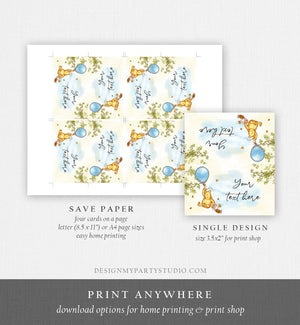 Editable Classic Winnie The Pooh Food Labels Pooh Place Card Tent Card Escort Card Pooh Baby Shower Decor Boy Printable Corjl Template 0425