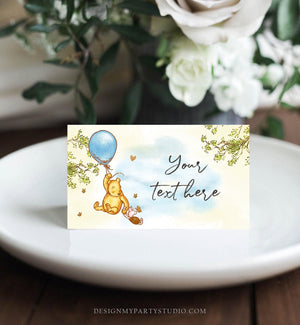 Editable Classic Winnie The Pooh Food Labels Pooh Place Card Tent Card Escort Card Pooh Baby Shower Decor Boy Printable Corjl Template 0425