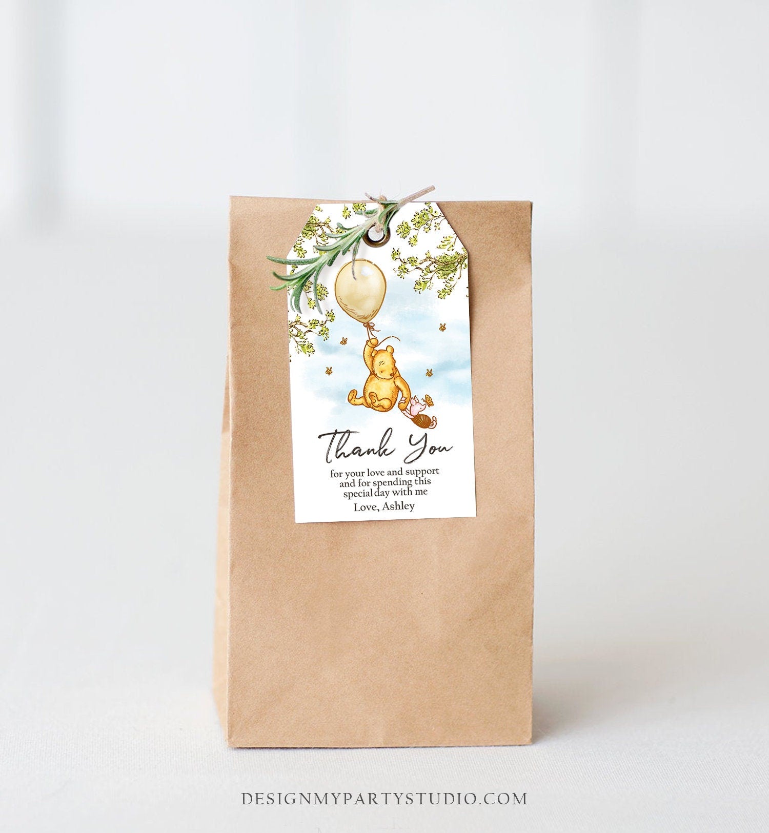 Editable Winnie The Pooh Favor Tags Pooh Baby Shower Thank you Birthday Classic Pooh Favors Pooh Tags Printable Download Corjl Template 0425