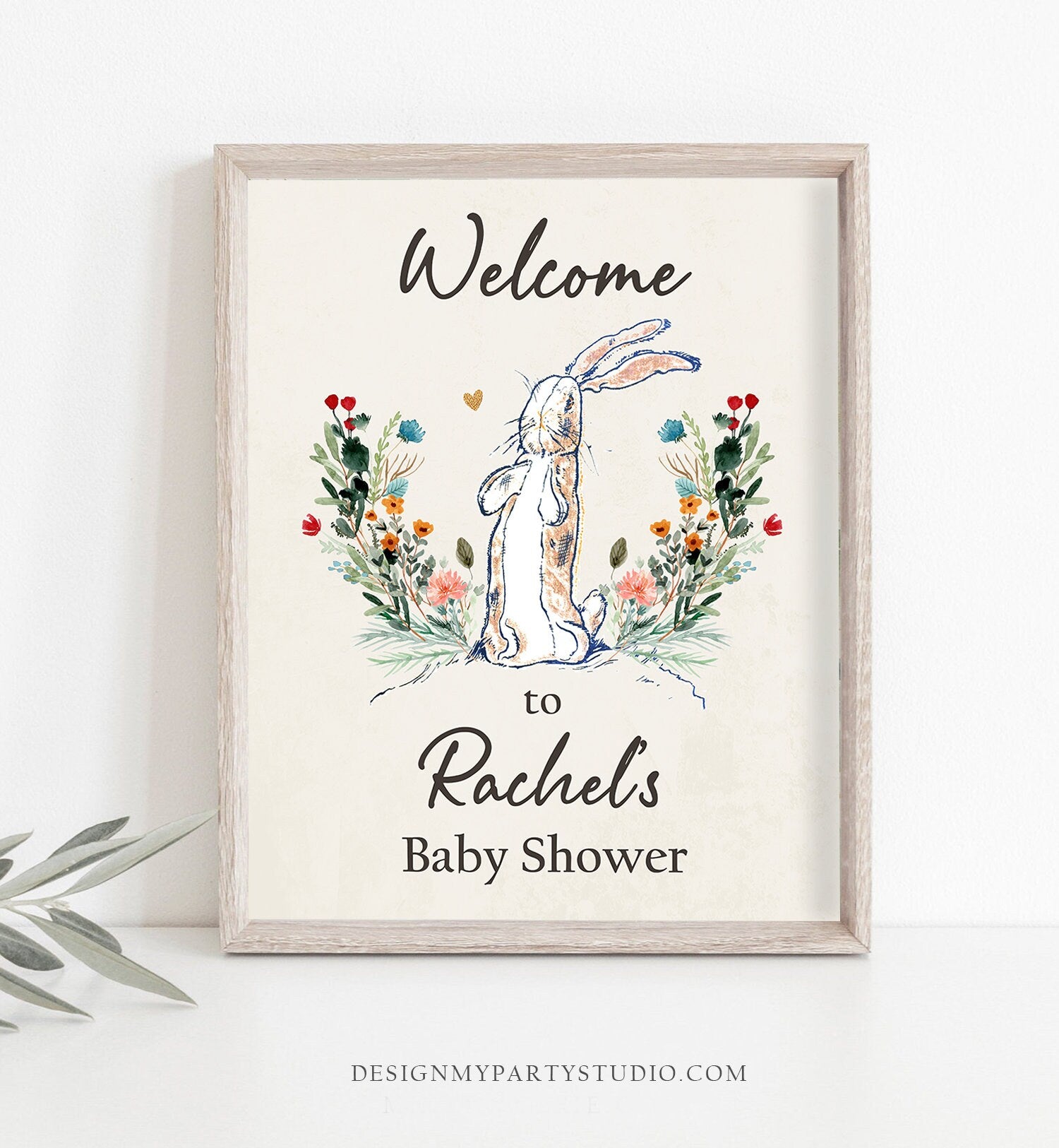 Editable The Velveteen Rabbit Welcome Sign Rustic Baby Shower Welcome Vintage Rabbit Watercolor Table Sign Template Corjl PRINTABLE 0394