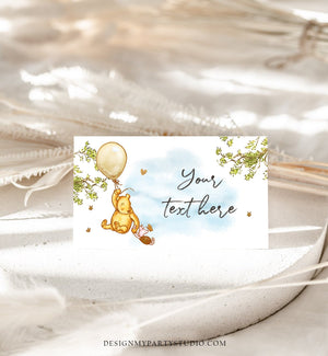 Editable Classic Winnie The Pooh Food Labels Pooh Place Card Tent Card Birthday Pooh Baby Shower Decor Unisex Printable Corjl Template 0425