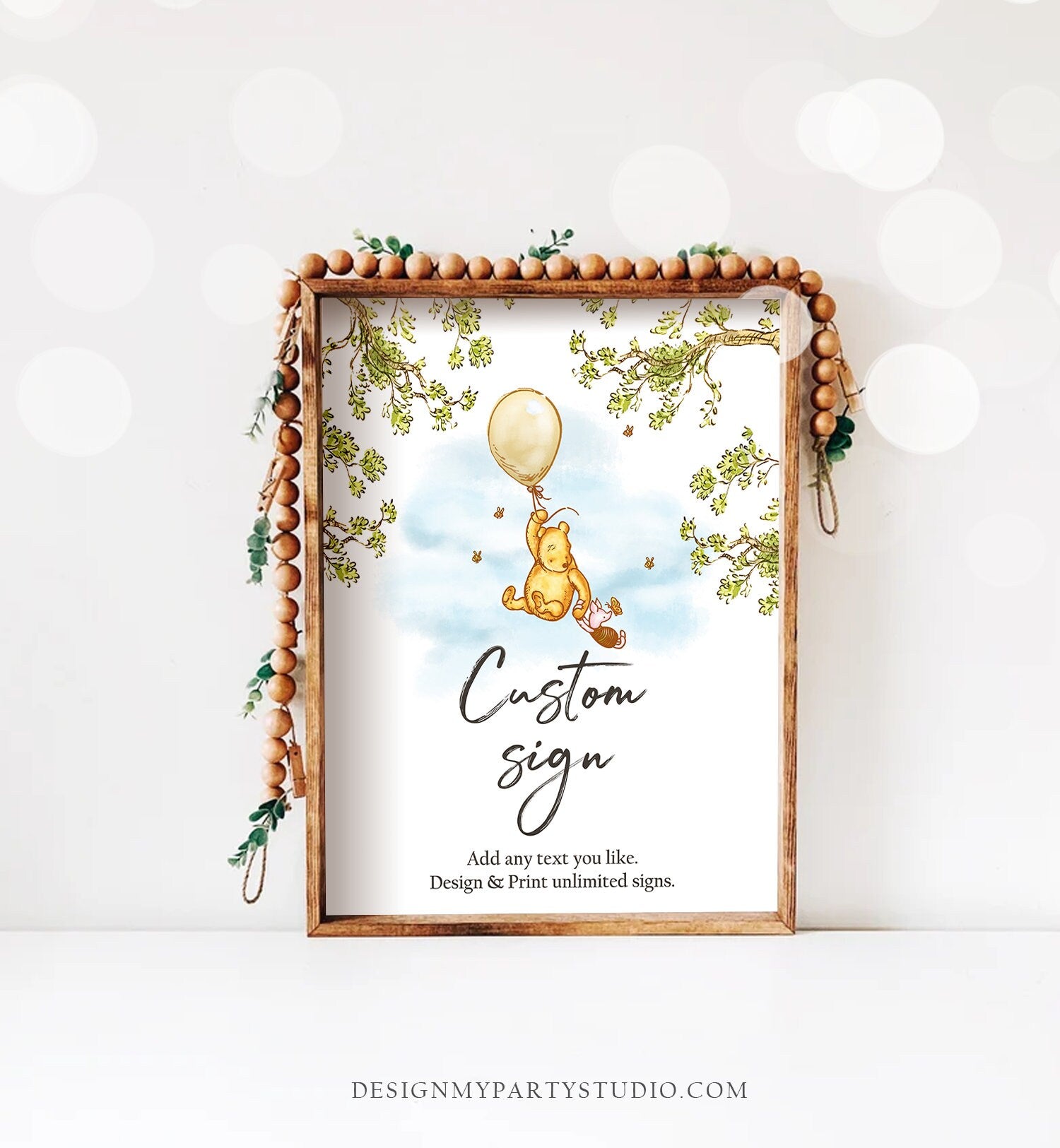 Editable Custom Classic Winnie The Pooh Baby Shower Sign Pooh Party Sign Pooh Birthday Decor Download Corjl Template Printable 8x10 0425