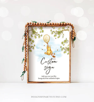 Editable Custom Classic Winnie The Pooh Baby Shower Sign Pooh Party Sign Pooh Birthday Decor Download Corjl Template Printable 8x10 0425