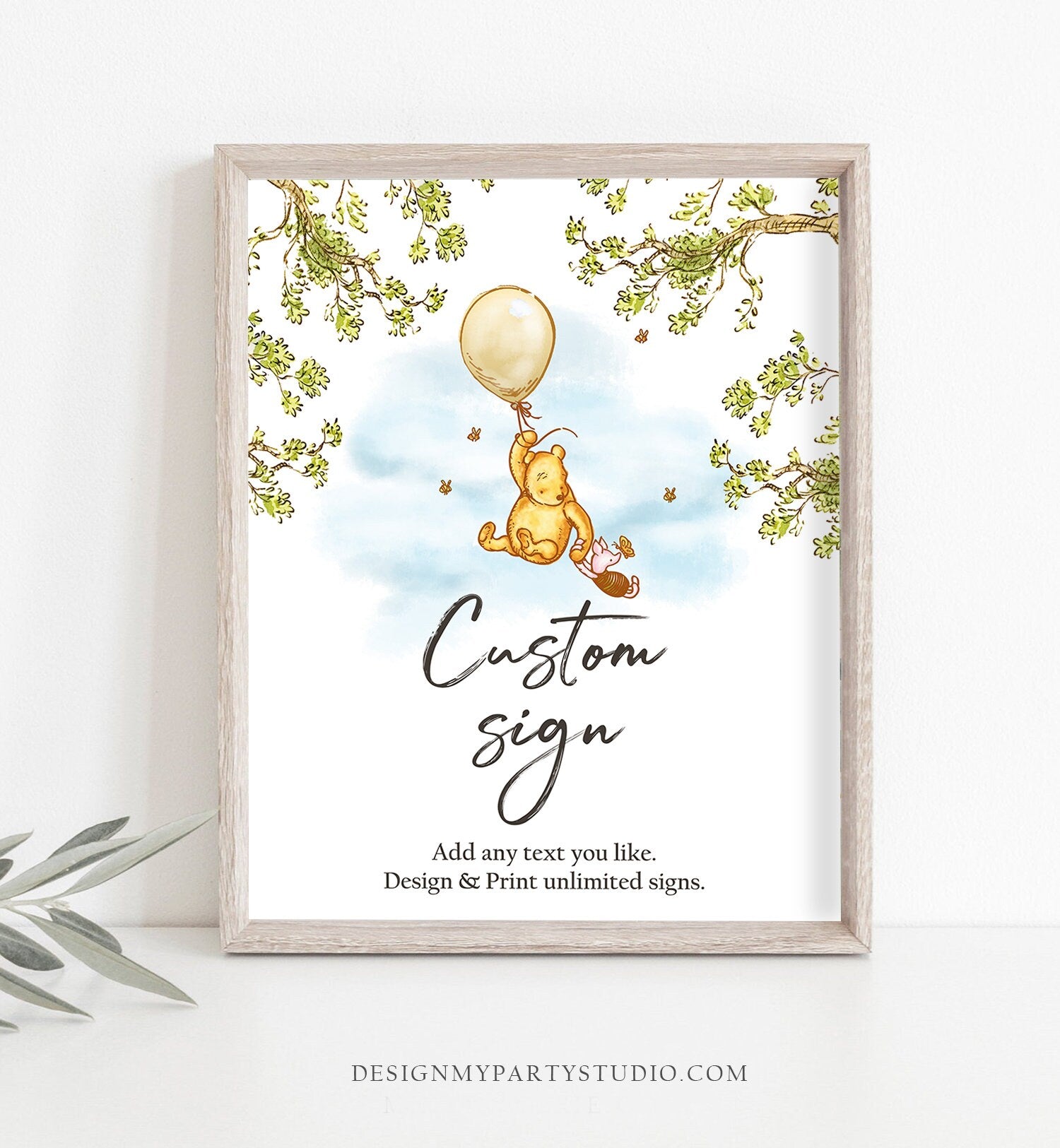 Editable Custom Classic Winnie The Pooh Baby Shower Sign Pooh Party Sign Pooh Birthday Decor Download Corjl Template Printable 8x10 0425