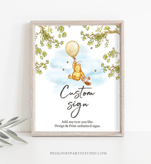 Editable Custom Classic Winnie The Pooh Baby Shower Sign Pooh Party Sign Pooh Birthday Decor Download Corjl Template Printable 8x10 0425