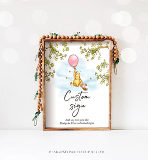 Editable Custom Classic Winnie The Pooh Baby Shower Pooh Party Sign Pink Pooh Birthday Decor Download Corjl Template Printable 8x10 0425