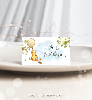 Editable Classic Winnie The Pooh Food Labels Pooh Place Card Tent Card Birthday Pooh Baby Shower Decor Unisex Printable Corjl Template 0425