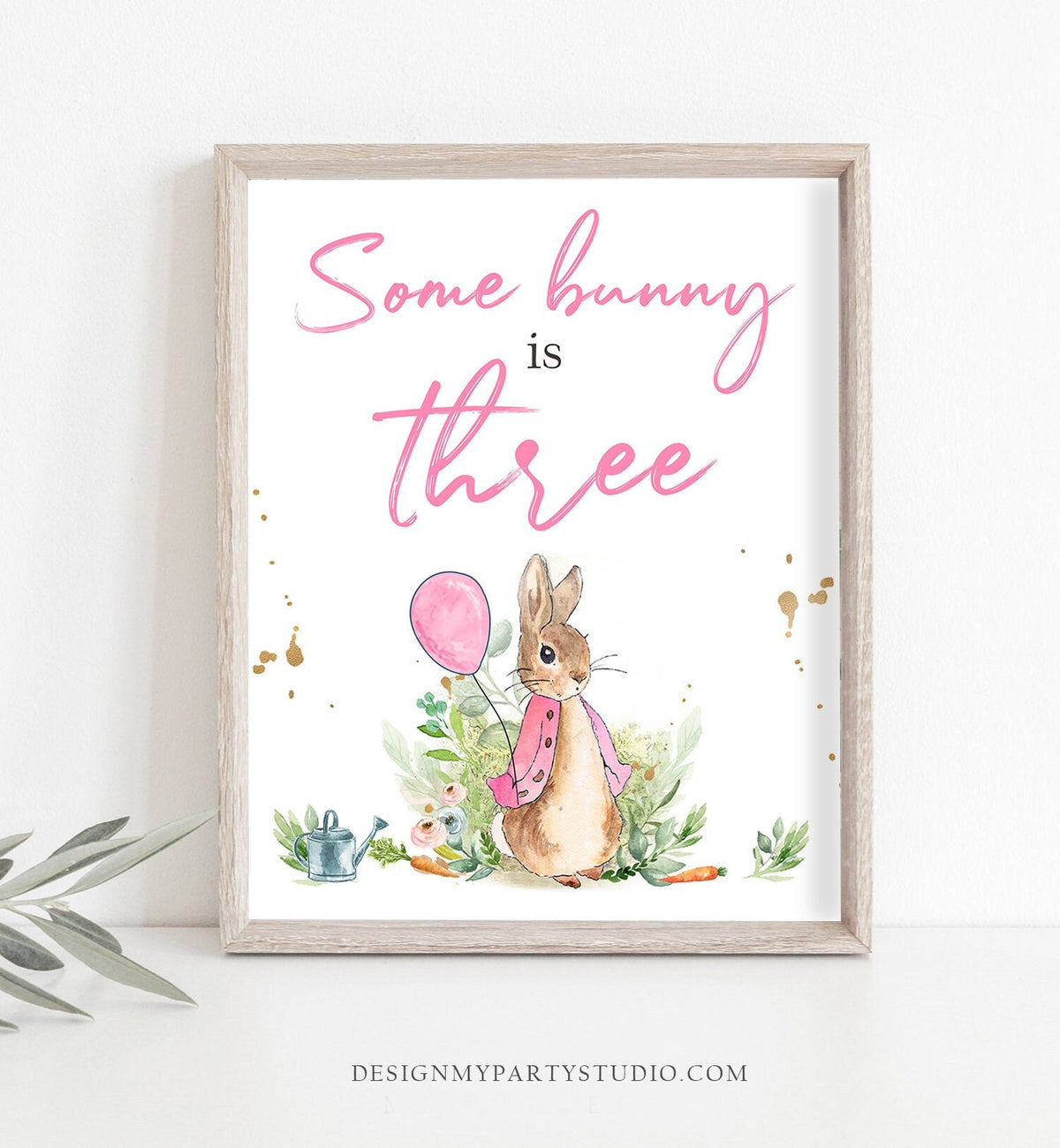 Third Birthday Sign 3rd Birthday Party Sign Flopsy Rabbit Some Bunny is Three Peter Party Decor Greenery Girl Decor Download PRINTABLE 0351