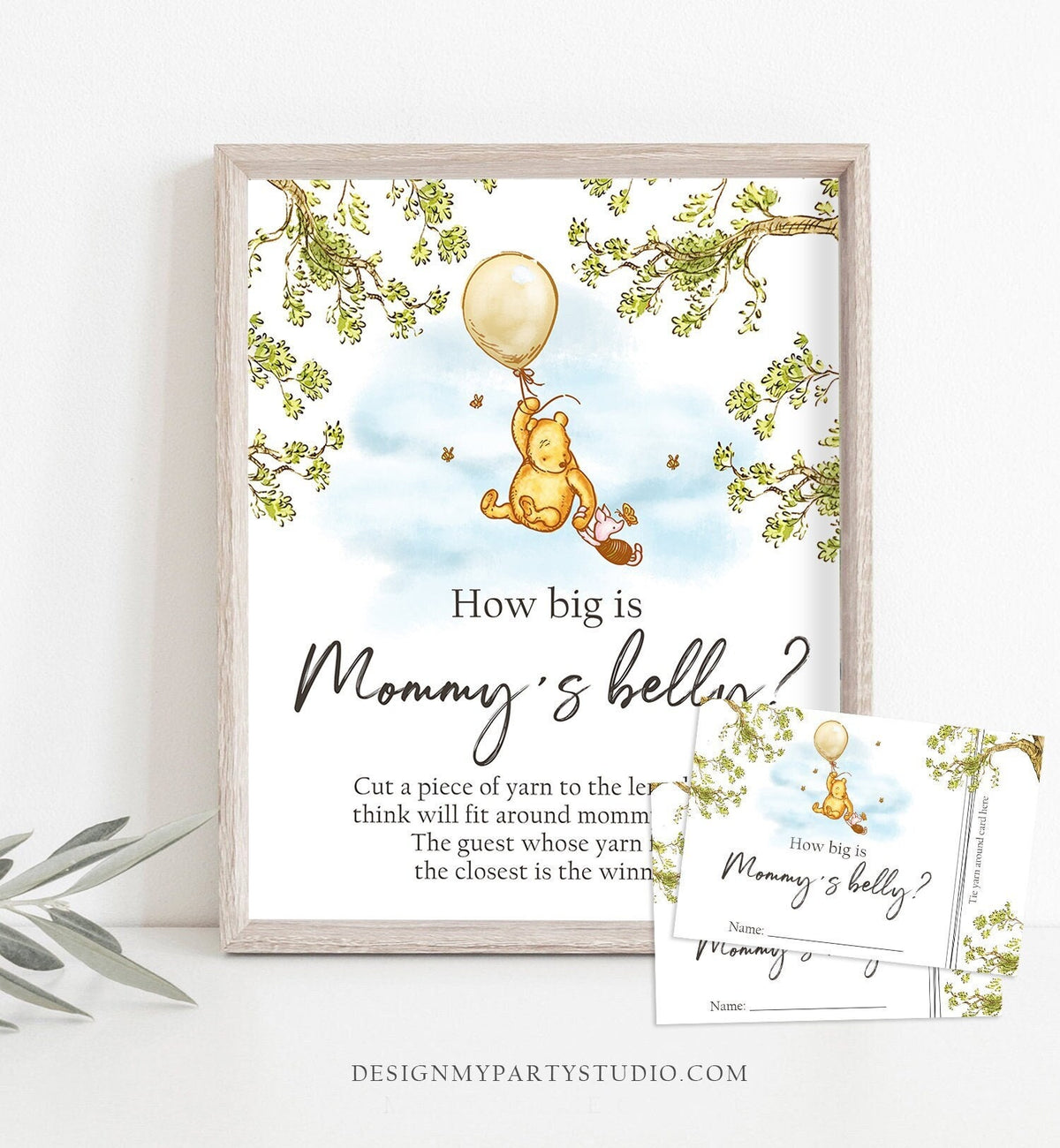 How Big is Mommy&#39;s Belly Game Baby Shower Winnie The Pooh Baby Shower Game Yarn Length Belly Sprinkle Game Instant Download Printable 0425