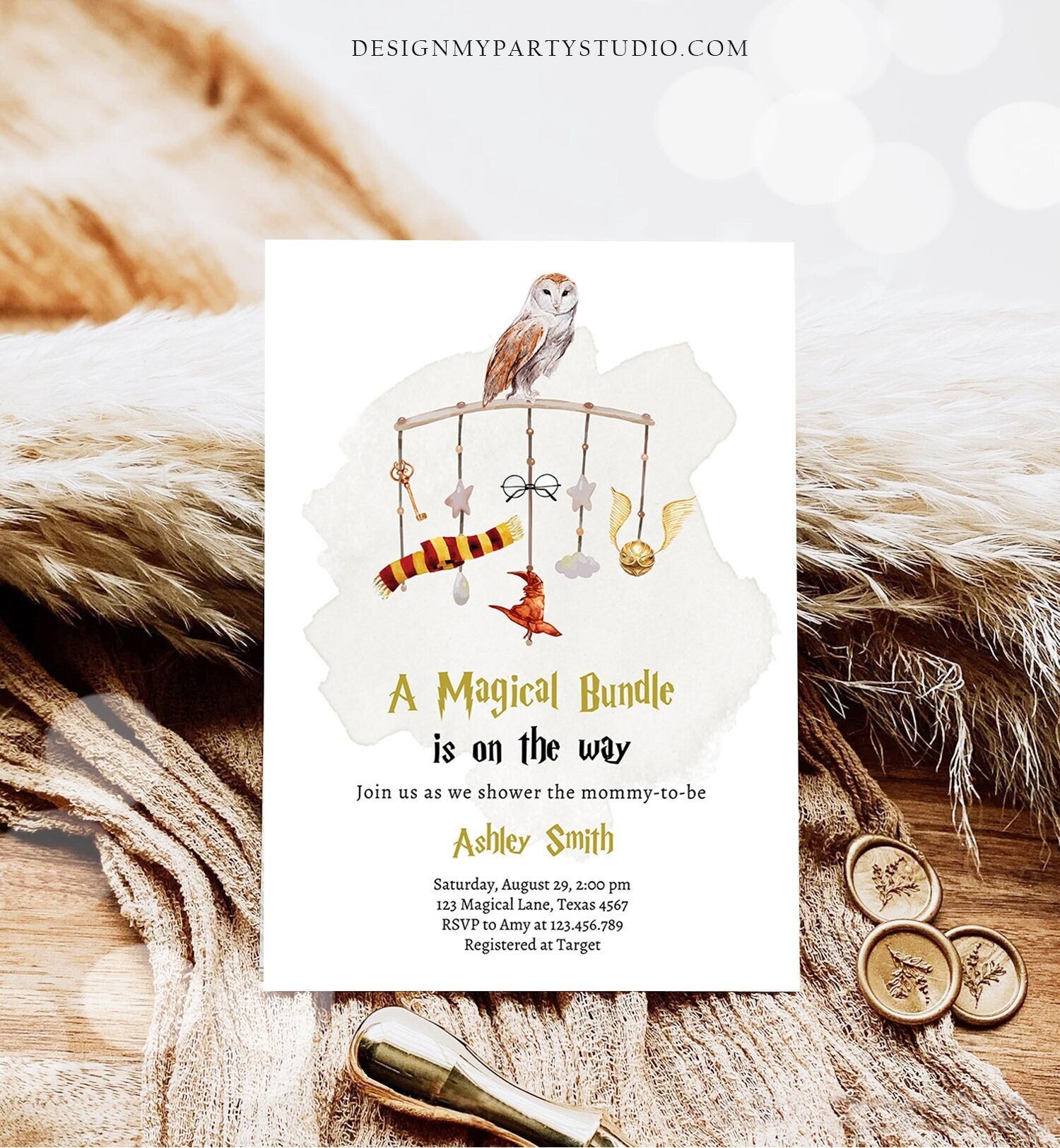 Editable Wizard Baby Shower Invitation Magical Bundle Shower Invite School Wizardry Sprinkle Download Printable Template Digital Corjl 0440