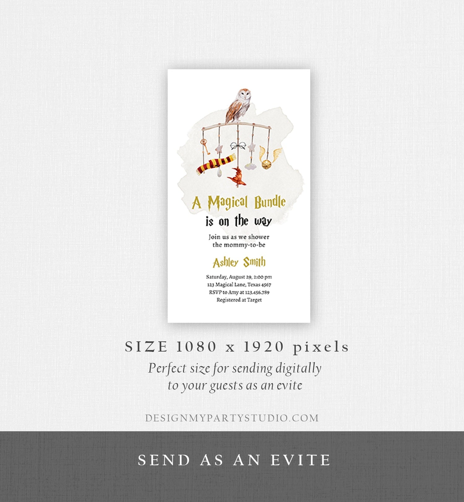 Editable Wizard Baby Shower Evite Magical Bundle Shower Invite School Wizardry Sprinkle Phone Download Printable Template Digital Corjl 0440