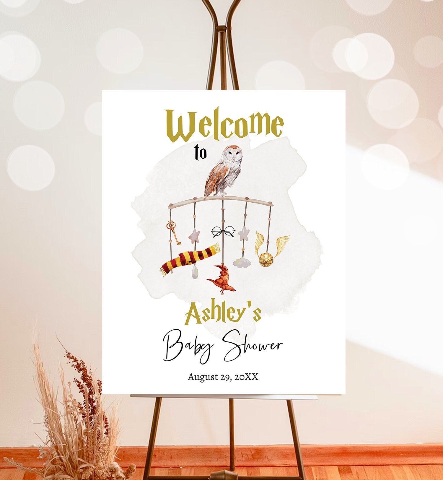 Editable Wizard Baby Shower Welcome Sign Magic School Shower Welcome Poster Magical Bundle Wizardry Neutral Template Corjl PRINTABLE 0440