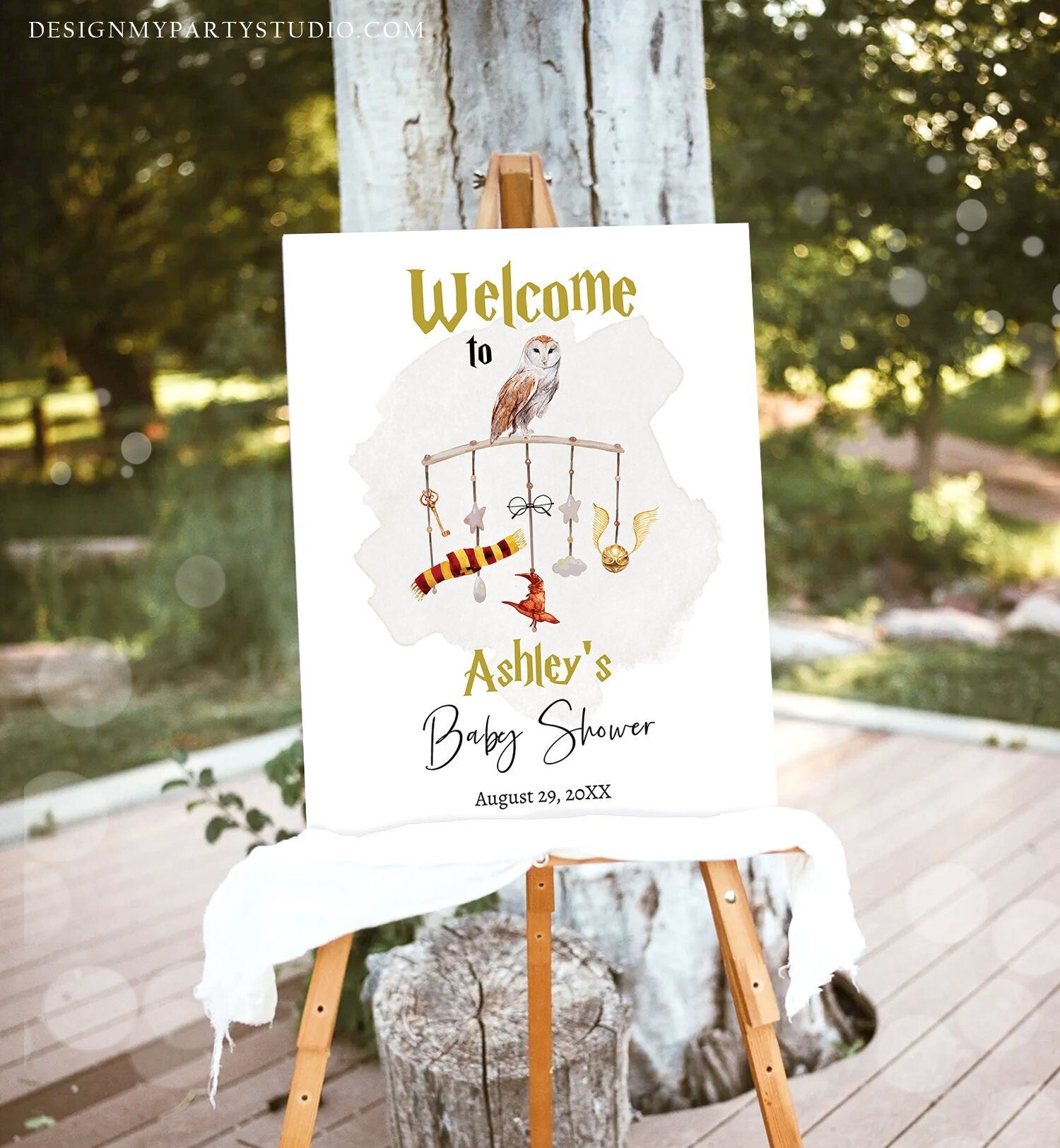 Editable Wizard Baby Shower Welcome Sign Magic School Shower Welcome Poster Magical Bundle Wizardry Neutral Template Corjl PRINTABLE 0440