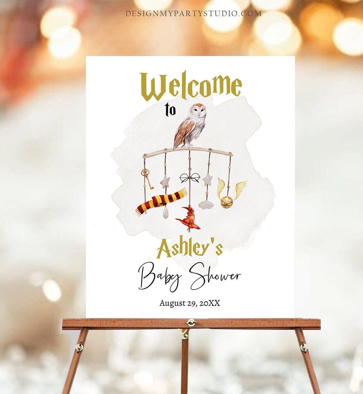 Editable Wizard Baby Shower Welcome Sign Magic School Shower Welcome Poster Magical Bundle Wizardry Neutral Template Corjl PRINTABLE 0440