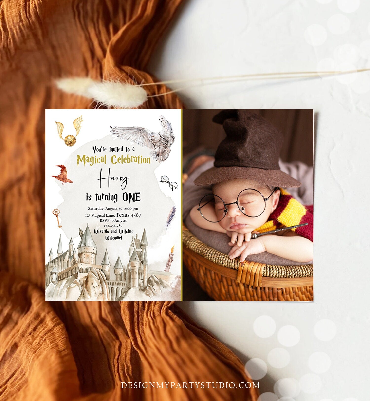 Editable Wizard Birthday Invitation Magical Birthday Invite Castle Boy School Wizardry Party Download Printable Template Digital Corjl 0440