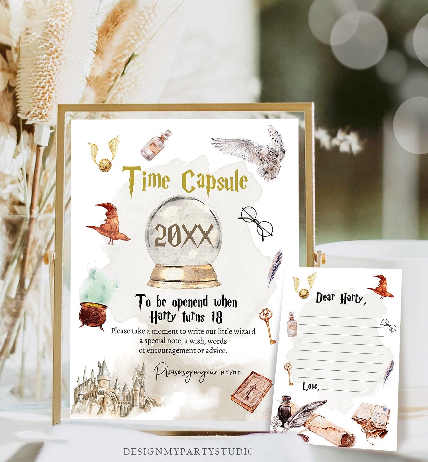 Editable Wizard Time Capsule First Birthday Party Wizard Birthday Magical Party Guestbook Wizard Baby Shower Template Printable Corjl 0440