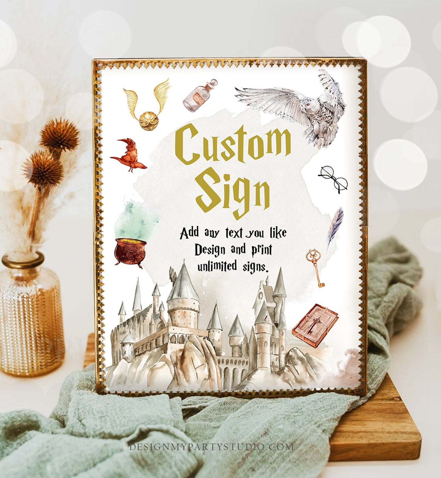 Editable Custom Sign Wizard Birthday Decor Wizard Sign Magic School The Chosen One Wizardry Castle Shower Sign Template Corjl PRINTABLE 0440